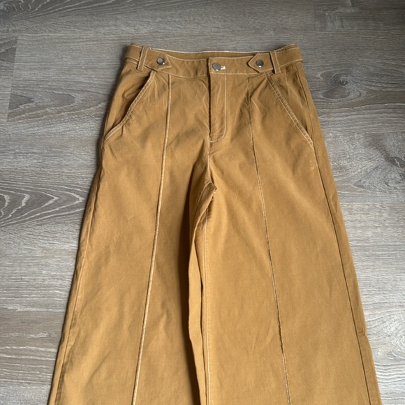 Anthropologie Maeve Linen Cotton Contrast Stitch High-Rise Wide-Leg Pants 2 - Picture 6 of 14